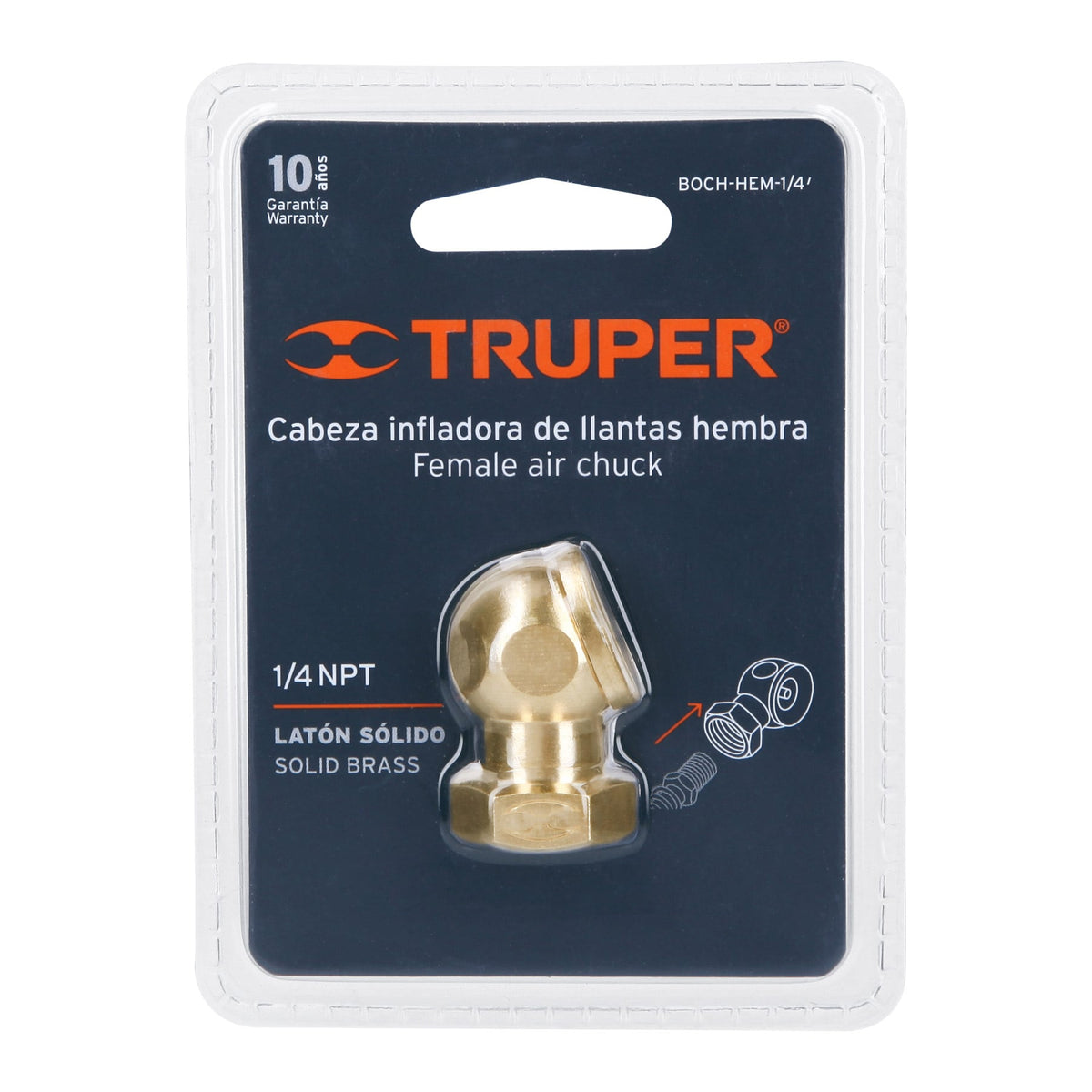 Cabeza infladora de llantas hembra 1/4 pulg