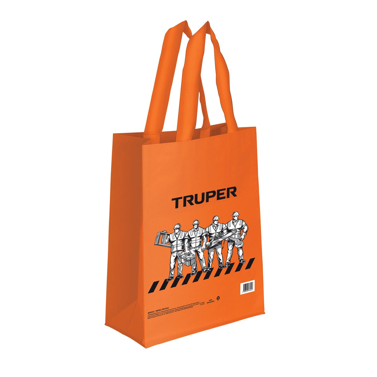 Bolsa ecológica naranja de 30 x 34 cm con costuras reforzadas