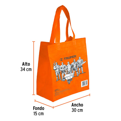 Bolsa ecológica naranja de 30 x 34 cm con costuras reforzadas