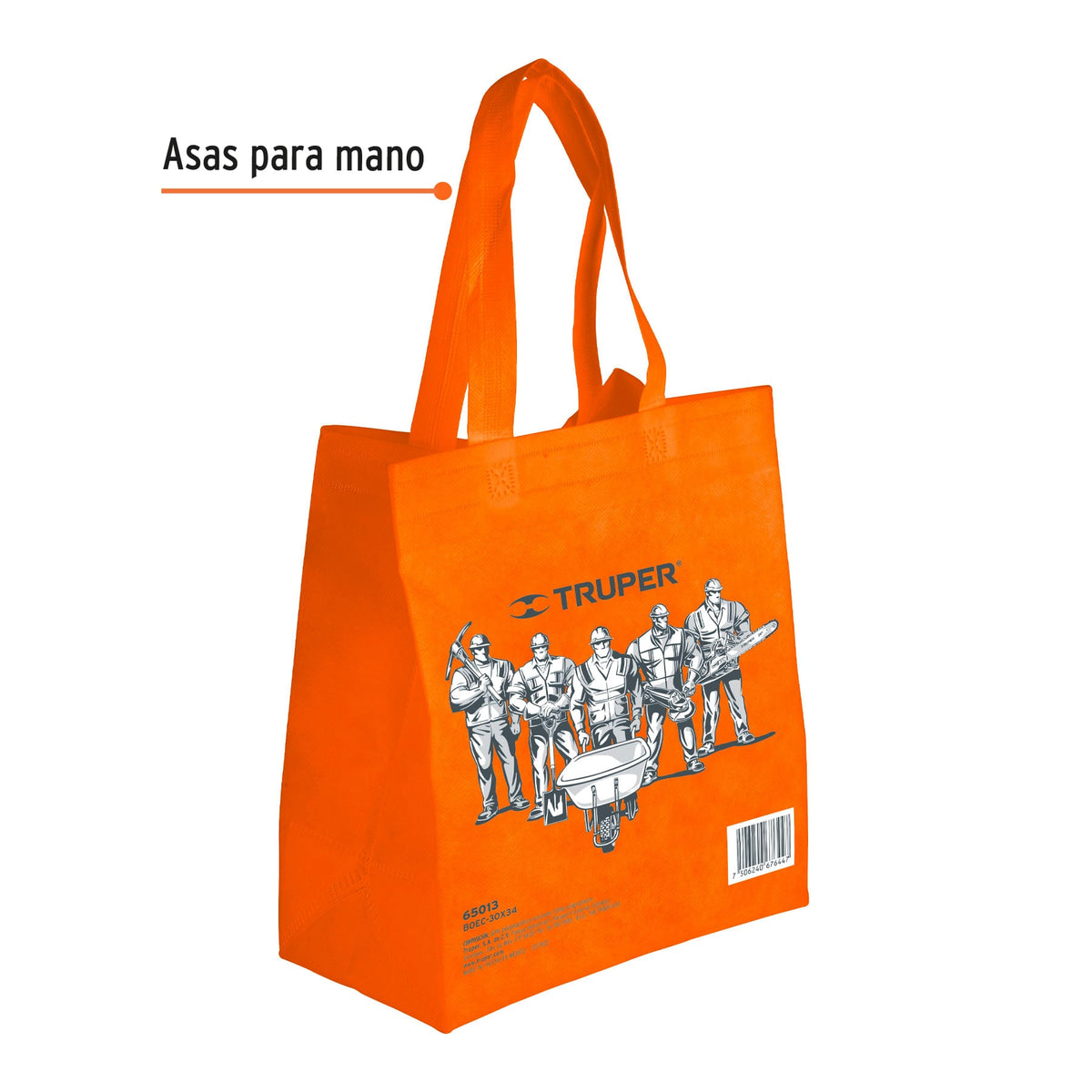 Bolsa ecológica naranja de 30 x 34 cm con costuras reforzadas