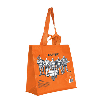 Bolsa ecológica naranja de 40 x 40 cm con asas para hombro y mano