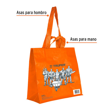 Bolsa ecológica naranja de 40 x 40 cm con asas para hombro y mano