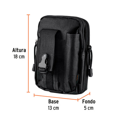 Bolso táctico negro para cinturón con 3 compartimentos