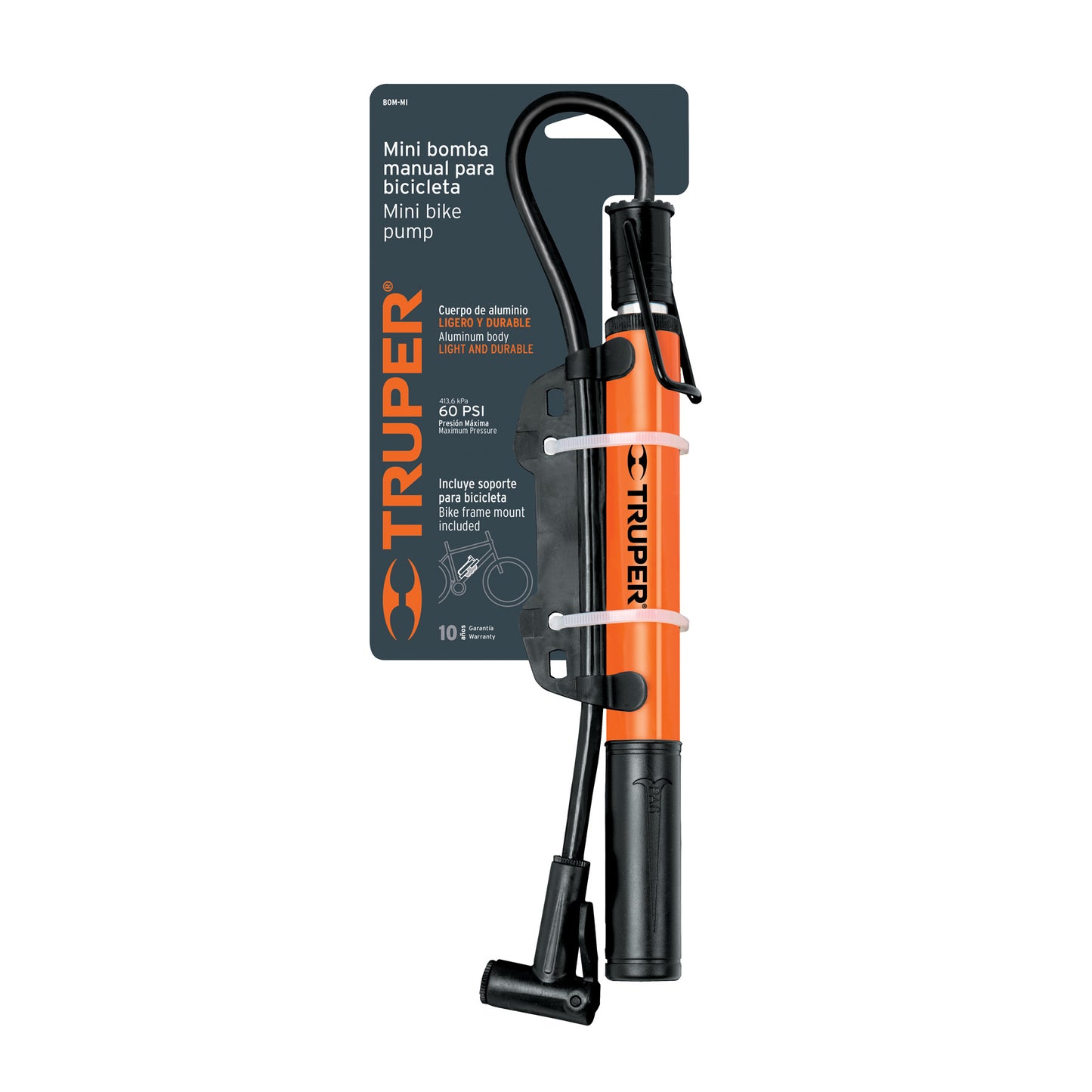 Mini bomba manual para bicicleta de aluminio con base de pedal