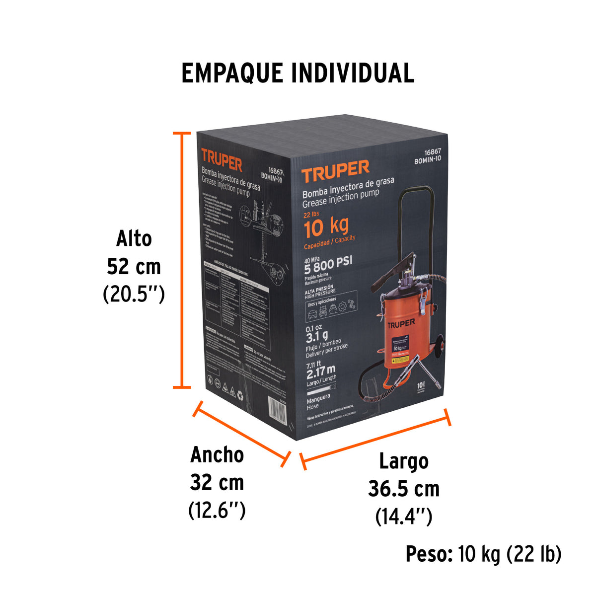 Bomba inyectora de grasa, 10 kg · vista 6