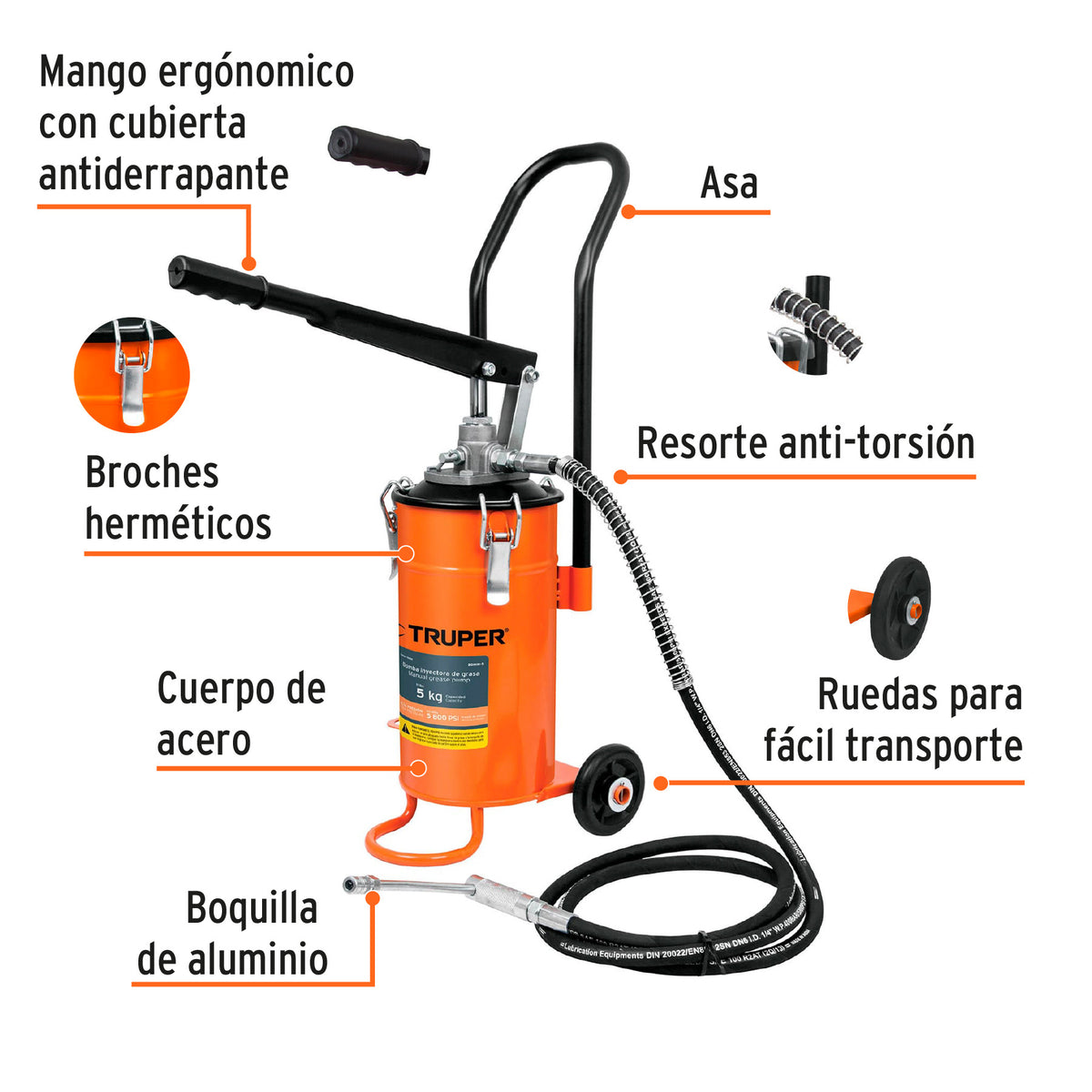 Bomba inyectora de grasa 5 kg