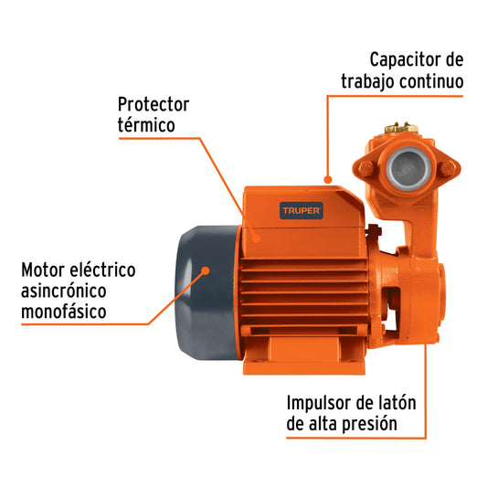 Bomba periférica autocebante de 1/2 HP para uso agrícola