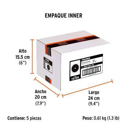 Borla 100% lana de 7 pulg fijacion hook - SKU 16709