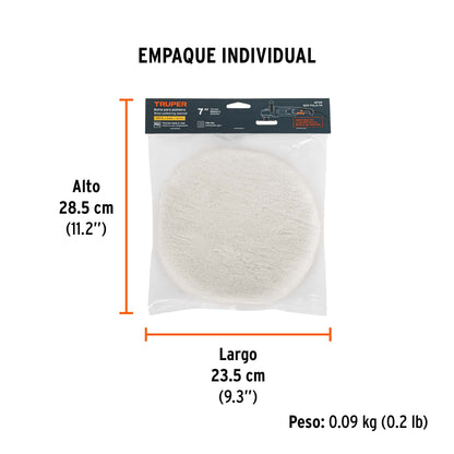 Borla 100% lana de 7 pulg fijacion hook - SKU 16709