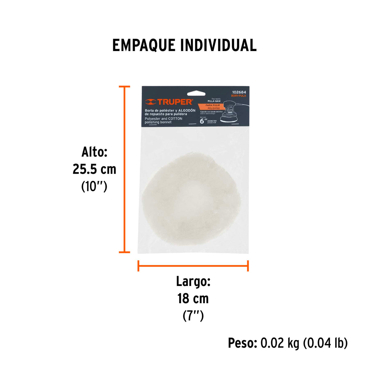 Borla 75% poliester y 25% algodon 6 pulg - SKU 102684