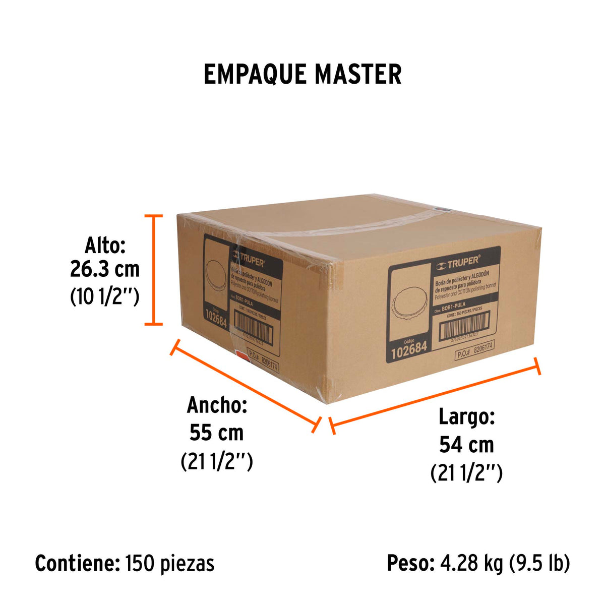 Borla 75% poliester y 25% algodon 6 pulg - SKU 102684