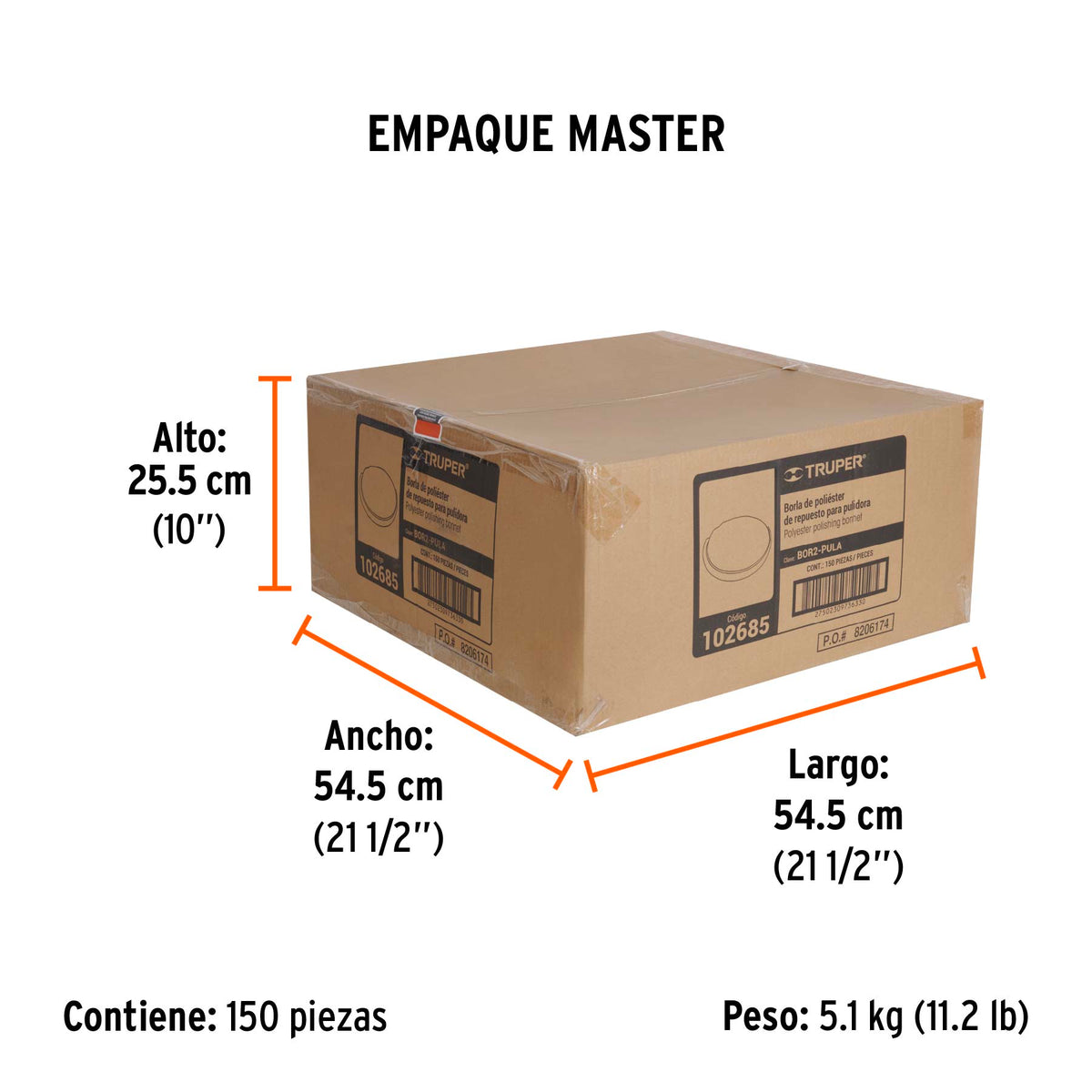 Borla 100% poliester de 6 pulg banda elastica - SKU 102685