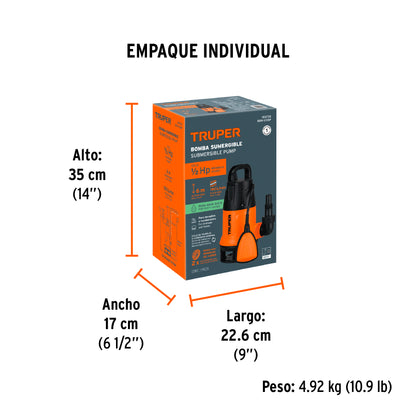 Bomba sumergible plástica, 1/2 HP para agua sucia · vista 7