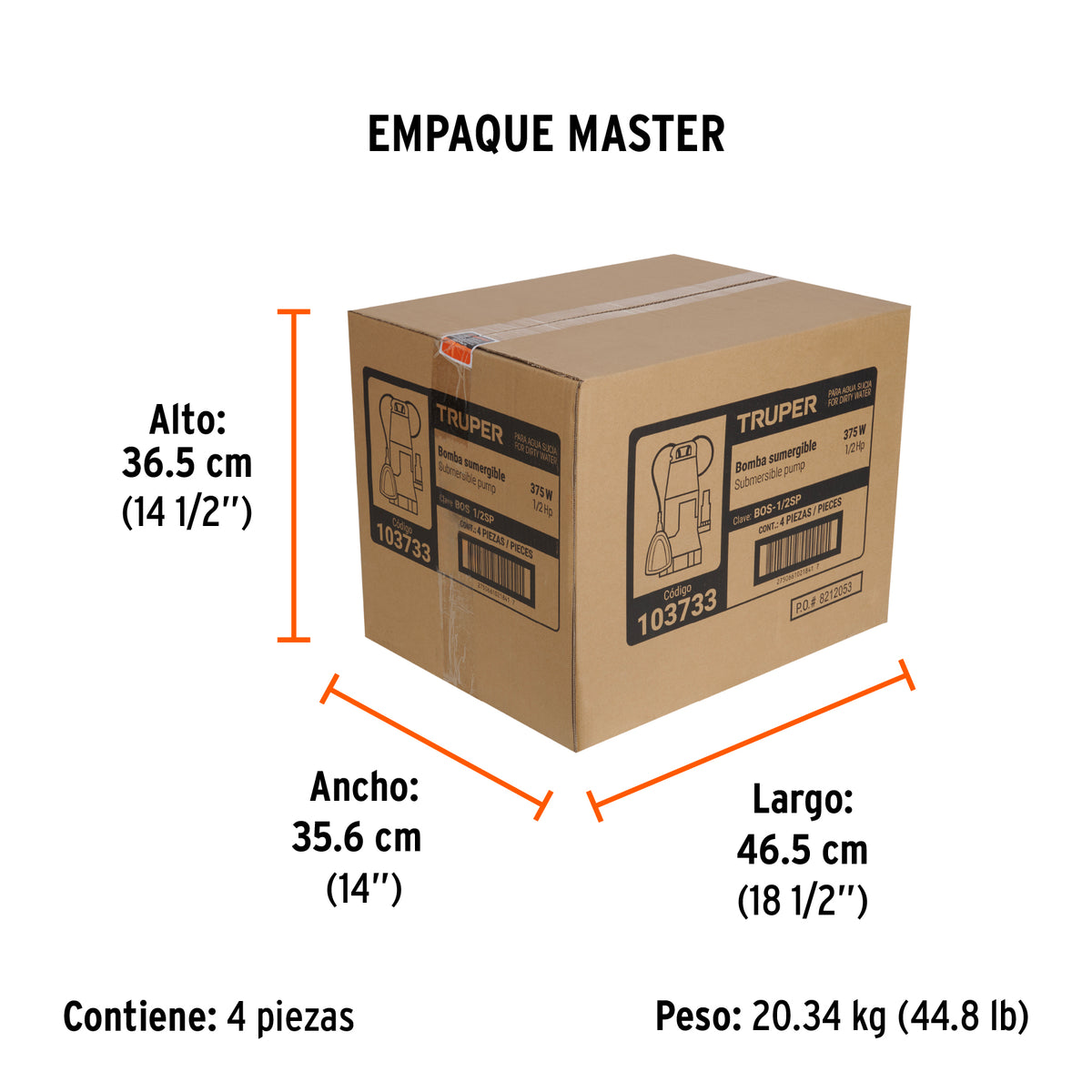Bomba sumergible plástica, 1/2 HP para agua sucia · vista 8