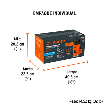 Bomba sumergible hierro fundido, agua limpia, 3/4 HP · vista 7
