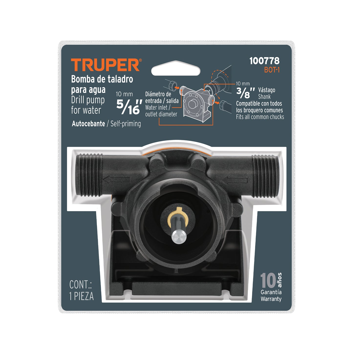 Bomba autocebante para uso con taladro