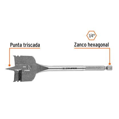 Broca plana de manita 1-1/2" para madera
