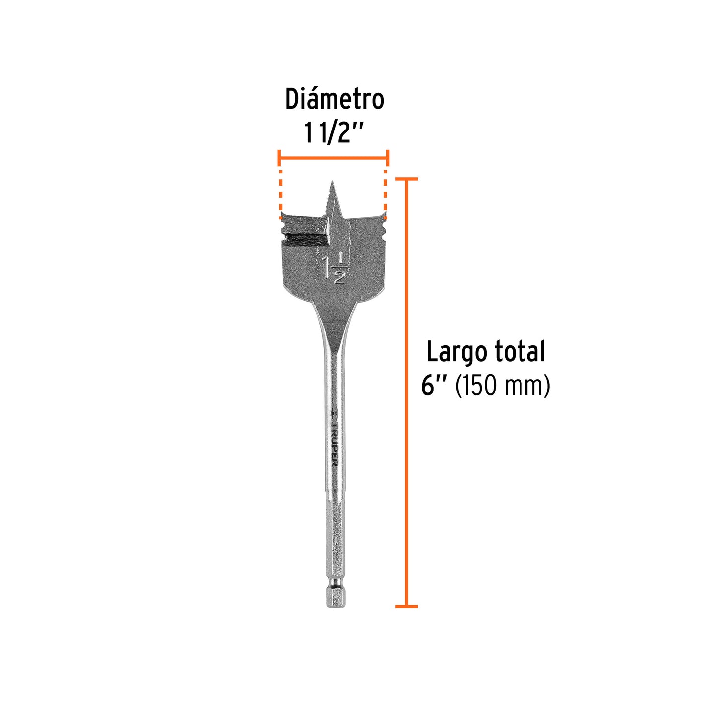 Broca plana de manita 1-1/2" para madera