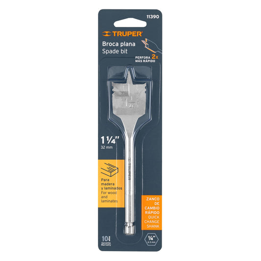Broca plana de manita 1-1/4" para madera