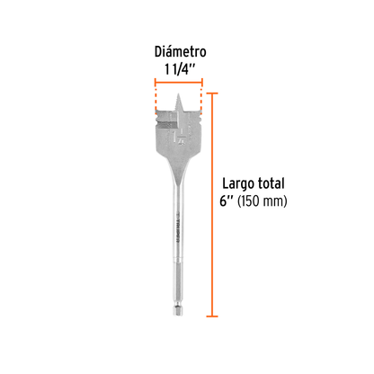 Broca plana de manita 1-1/4" para madera