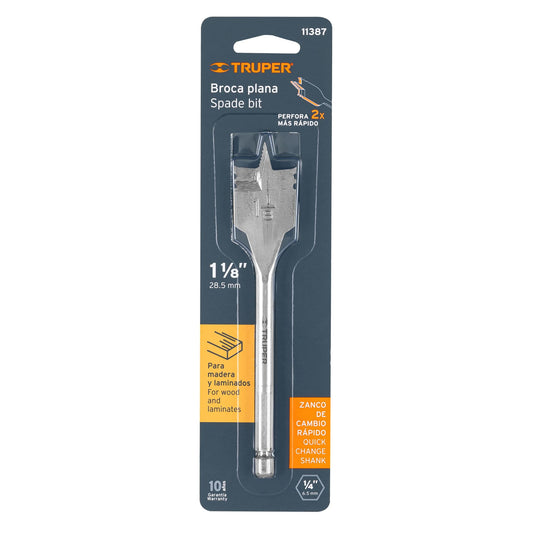 Broca plana de manita 1-1/8" para madera
