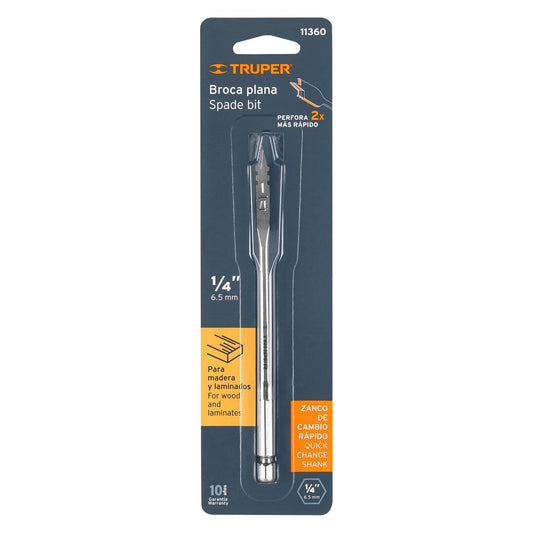 Broca plana de manita 1/4" para madera