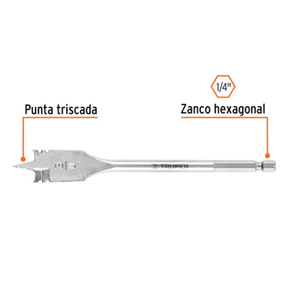 Broca plana de manita 3/4" para madera