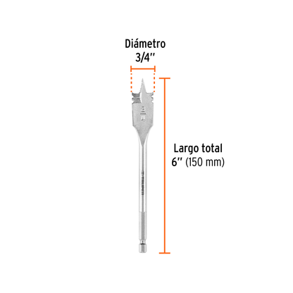 Broca plana de manita 3/4" para madera