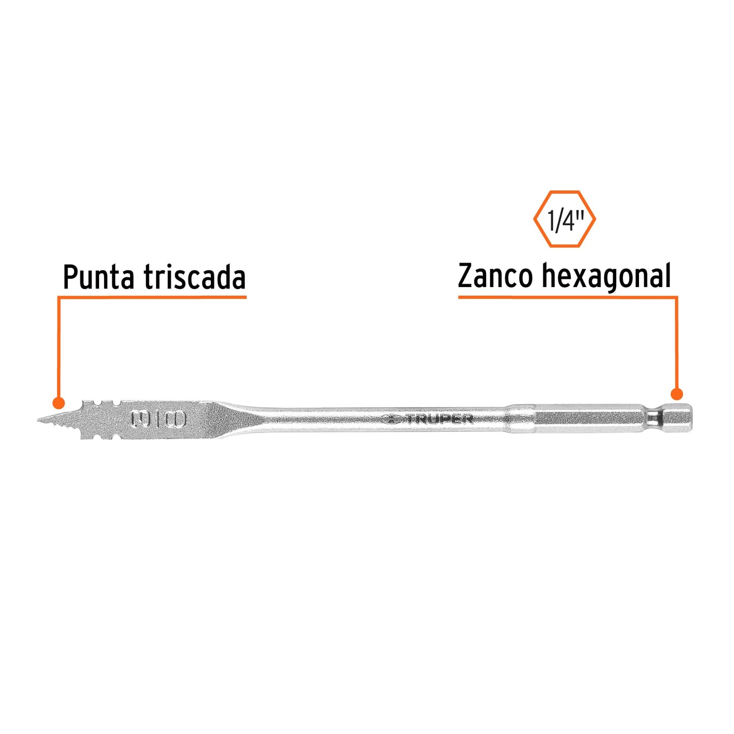 Broca plana de manita 3/8" para madera