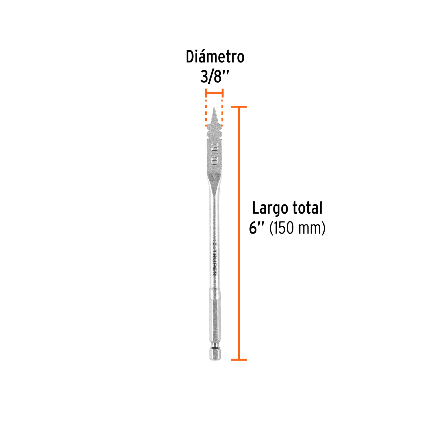 Broca plana de manita 3/8" para madera