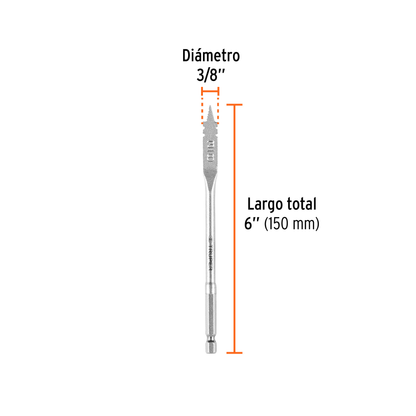 Broca plana de manita 3/8" para madera