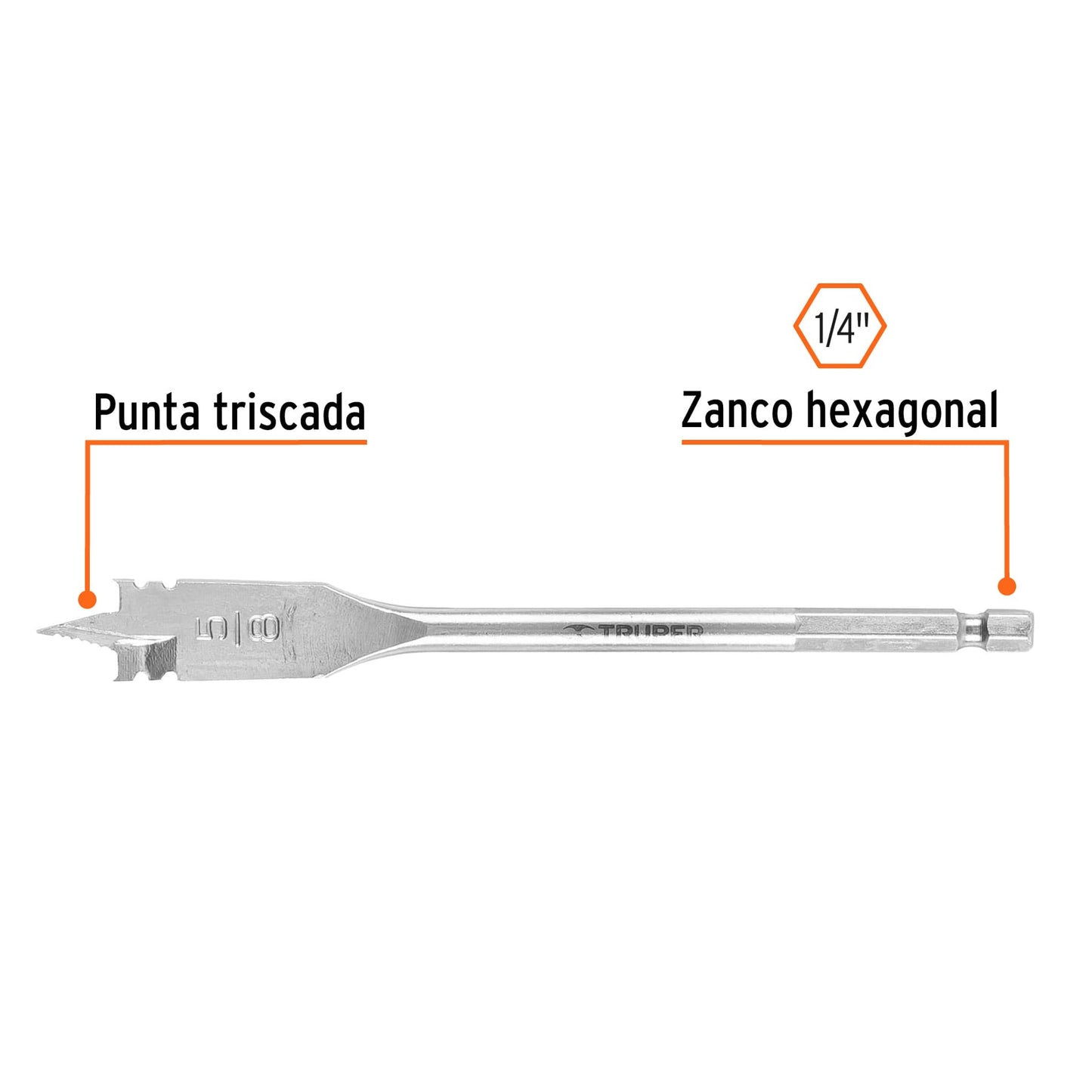 Broca plana de manita 5/8" para madera