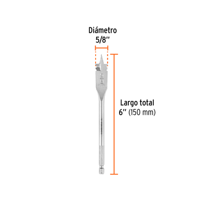 Broca plana de manita 5/8" para madera