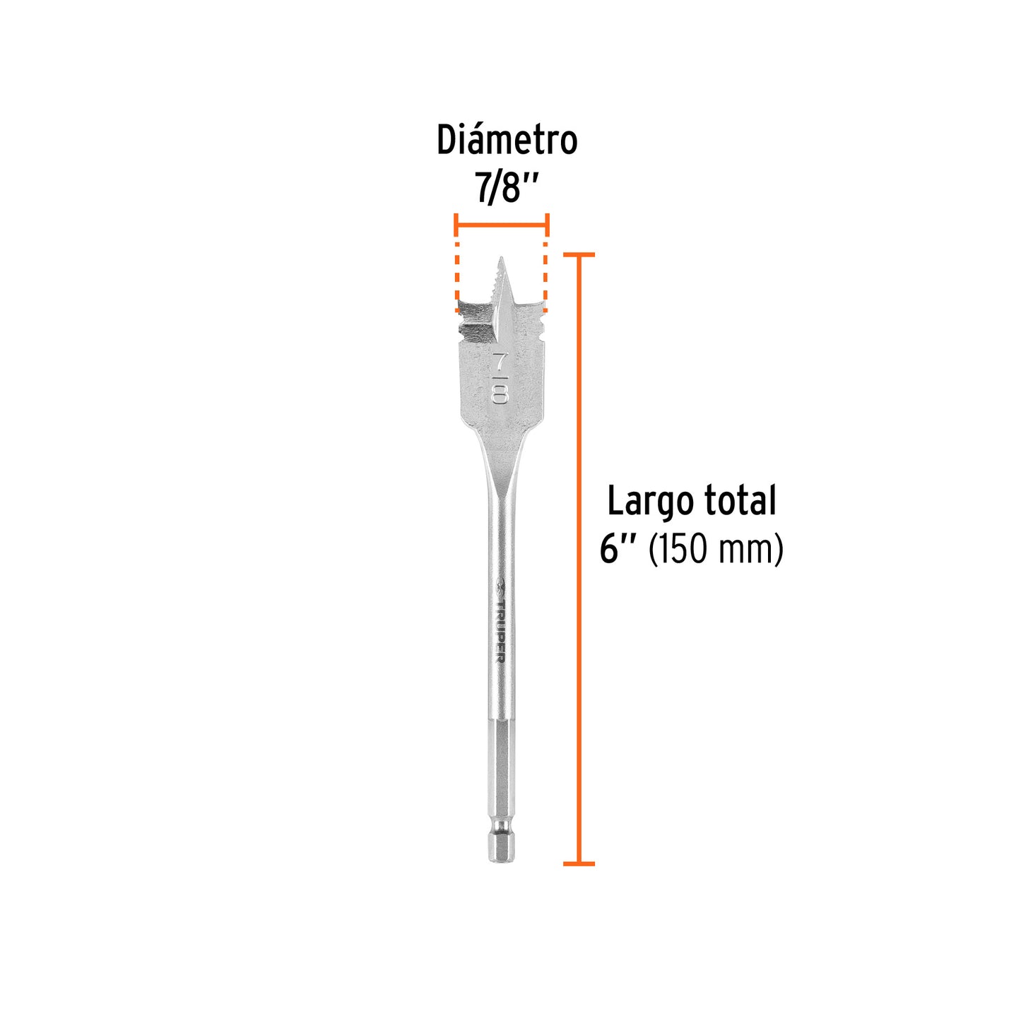 Broca plana de manita 7/8" para madera