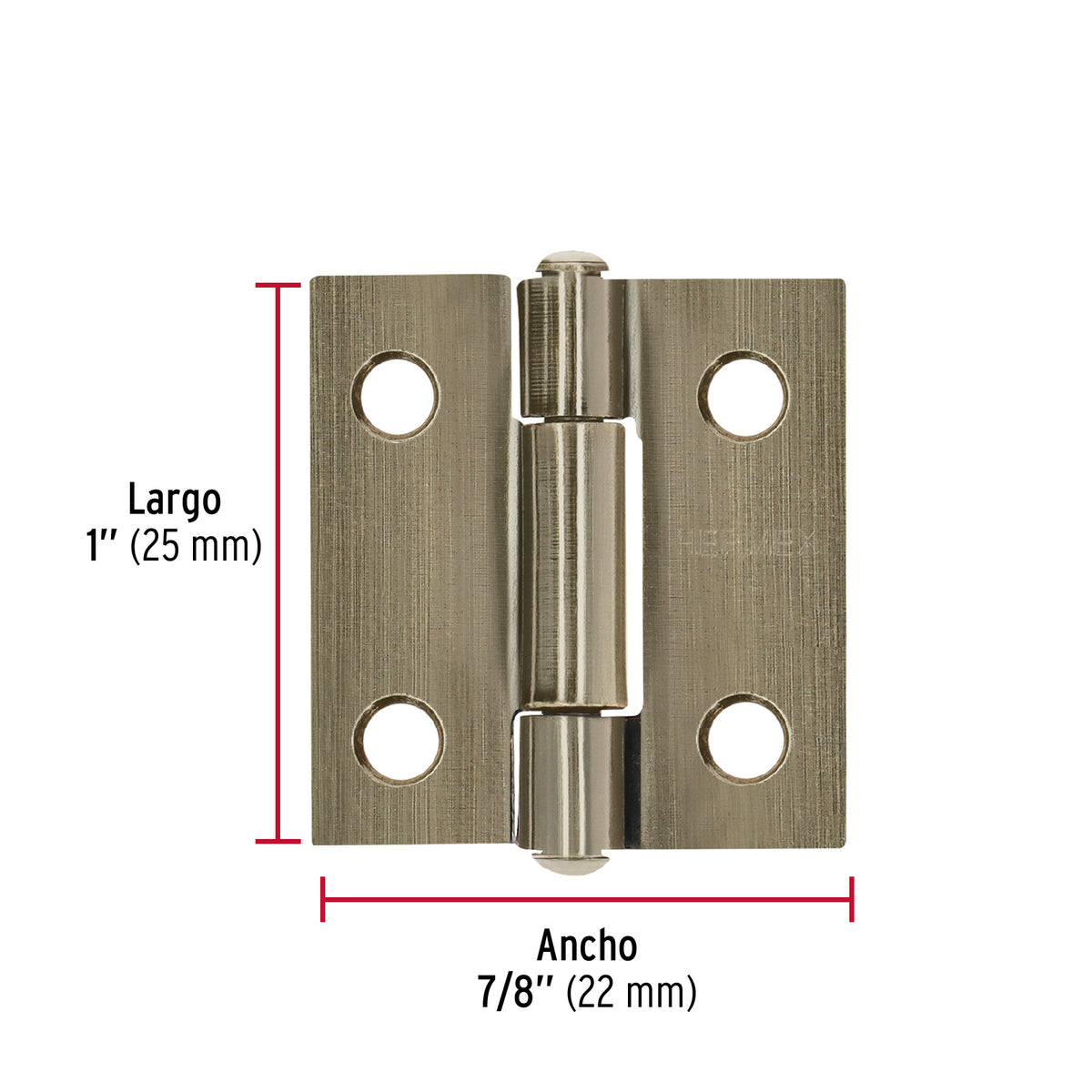 Bisagra rectangular 1 x 7/8", latón antiguo · vista 3