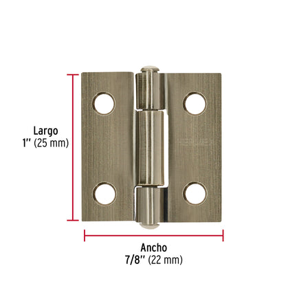 Bisagra rectangular 1 x 7/8", latón antiguo · vista 3