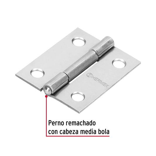 Bisagra rectangular de 1.5 pulgadas en acero pulido