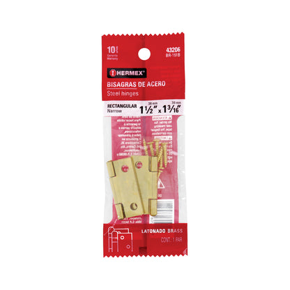 Bisagras rectangulares de 1.5 pulgadas en acero latonado