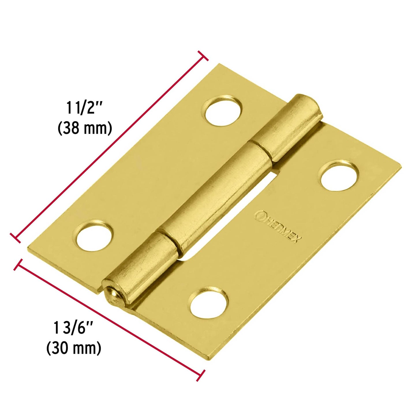 Bisagras rectangulares de 1.5 pulgadas en acero latonado