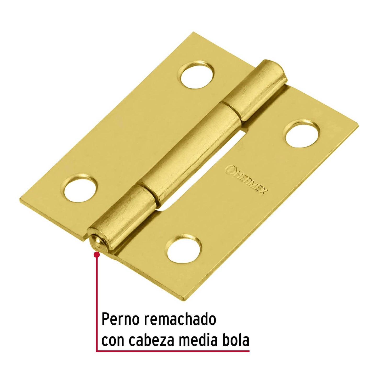 Bisagra rectangular de acero con acabado latonado
