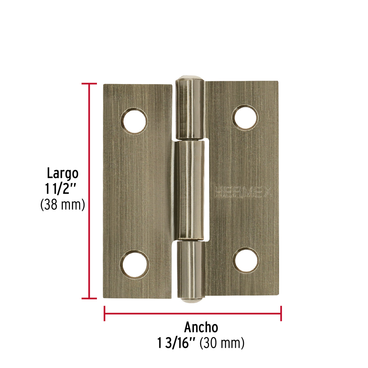 Bisagra rectangular 1-1/2 x 1-3/16", latón antiguo · vista 3