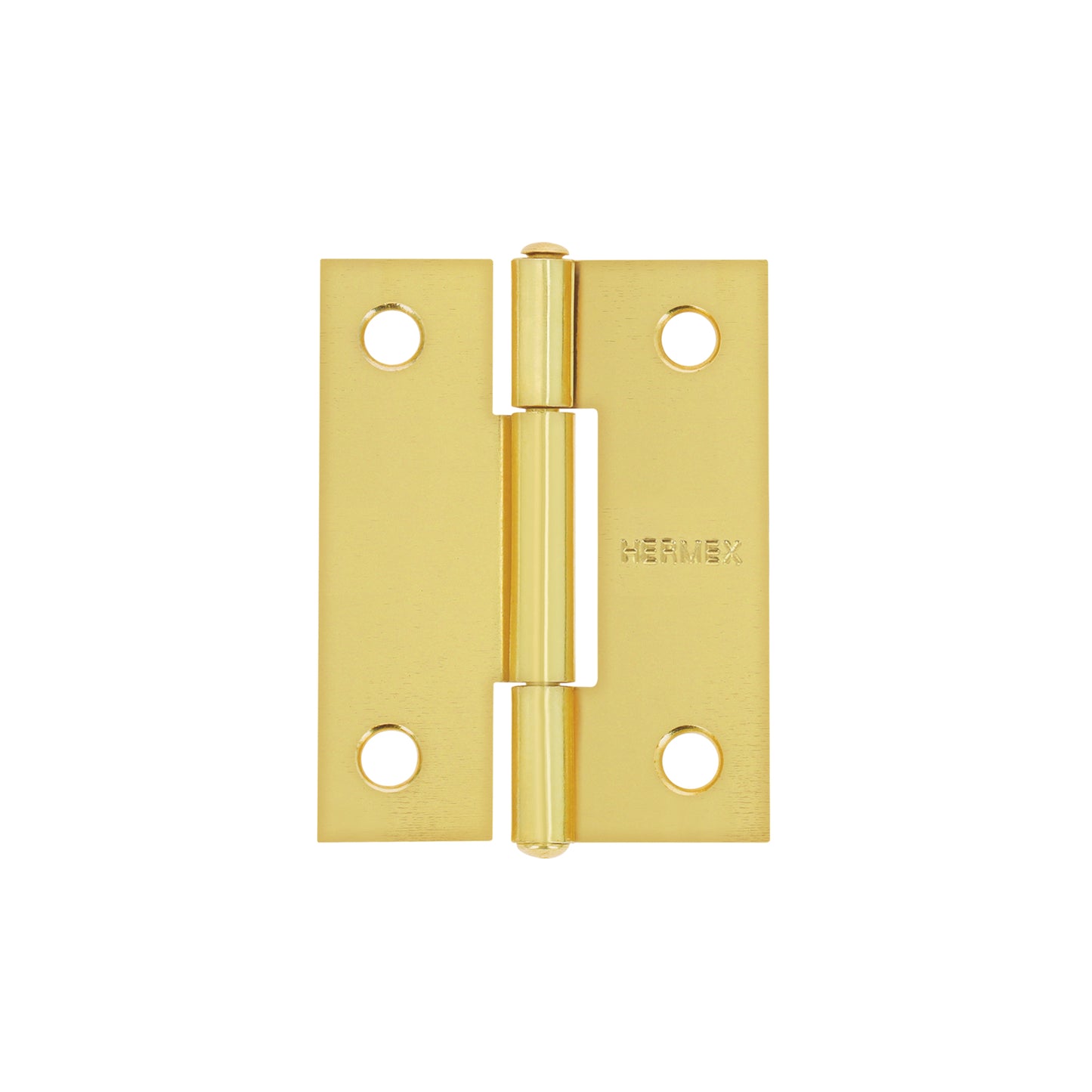 Bisagra rectangular de acero con acabado latonado