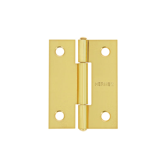 Bisagra rectangular de acero con acabado latonado
