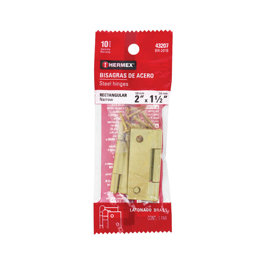 Bisagras rectangulares de 2 pulgadas en acero latonado