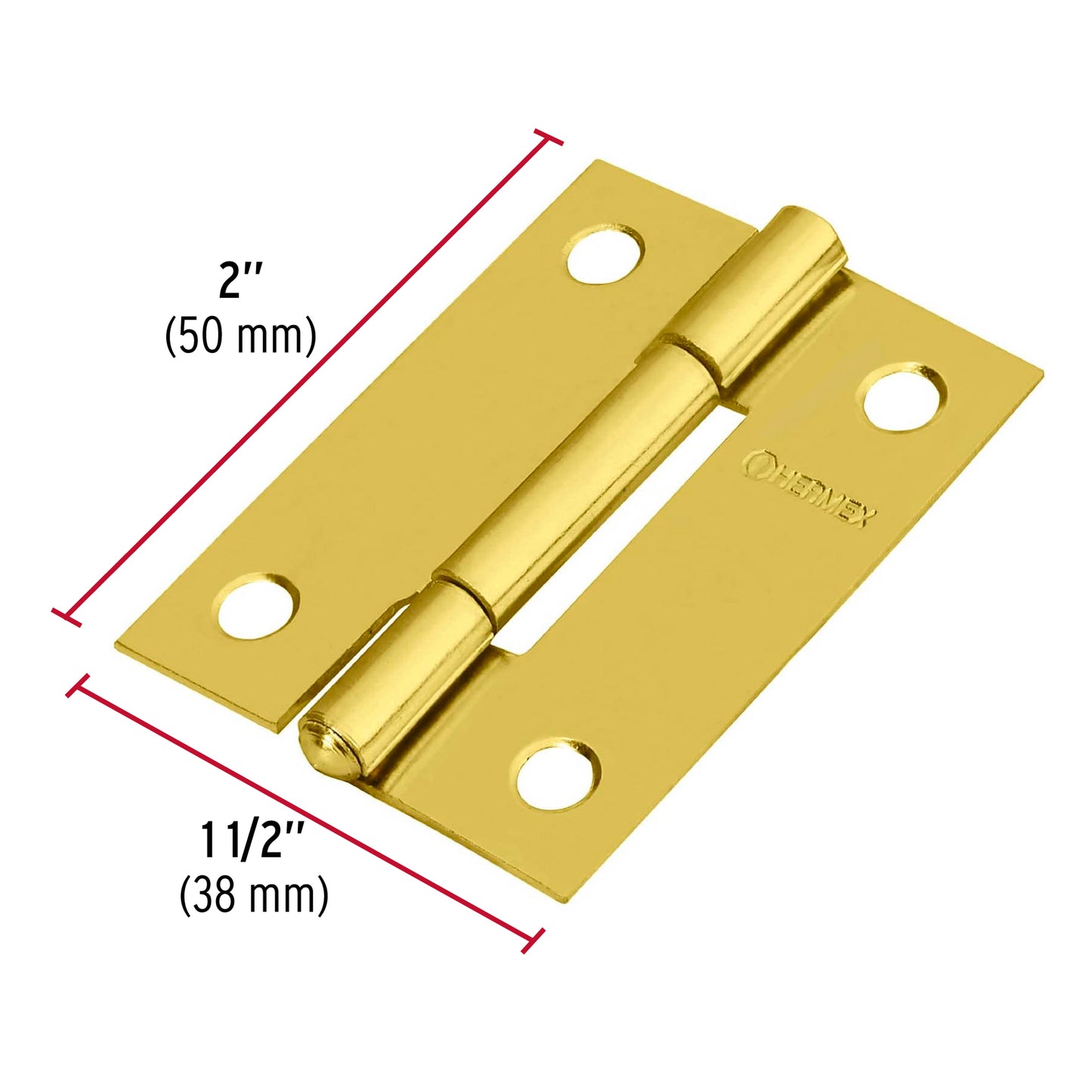 Bisagras rectangulares de 2 pulgadas en acero latonado
