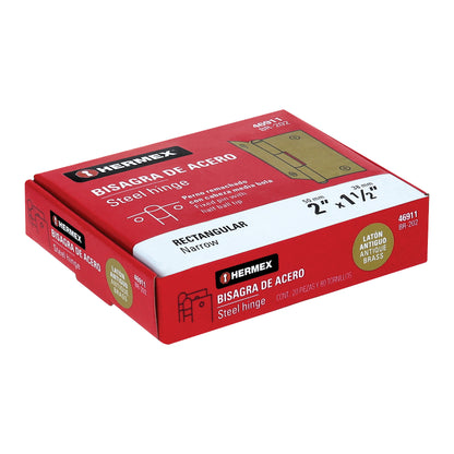 Bisagra rectangular 2 x 1-1/2", latón antiguo · vista 4