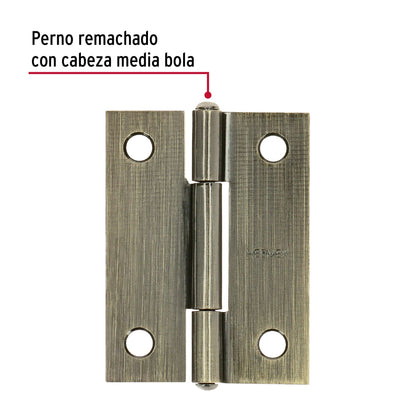 Bisagra rectangular 2 x 1-1/2", latón antiguo · vista 2