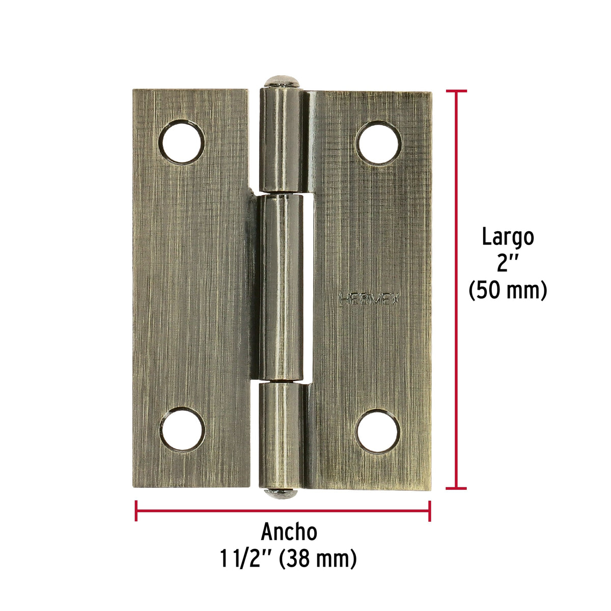 Bisagra rectangular 2 x 1-1/2", latón antiguo · vista 3