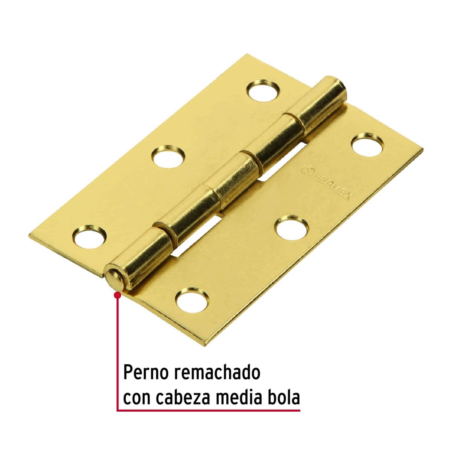 Bisagra rectangular de acero con acabado latonado