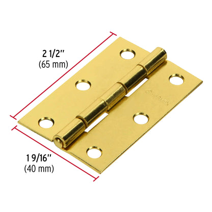 Bisagra rectangular de acero con acabado latonado